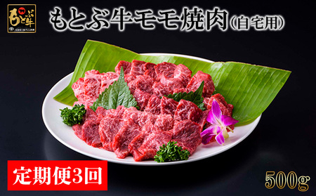 【定期便3回】もとぶ牛モモ焼肉(自宅用)500g 焼肉 牛肉