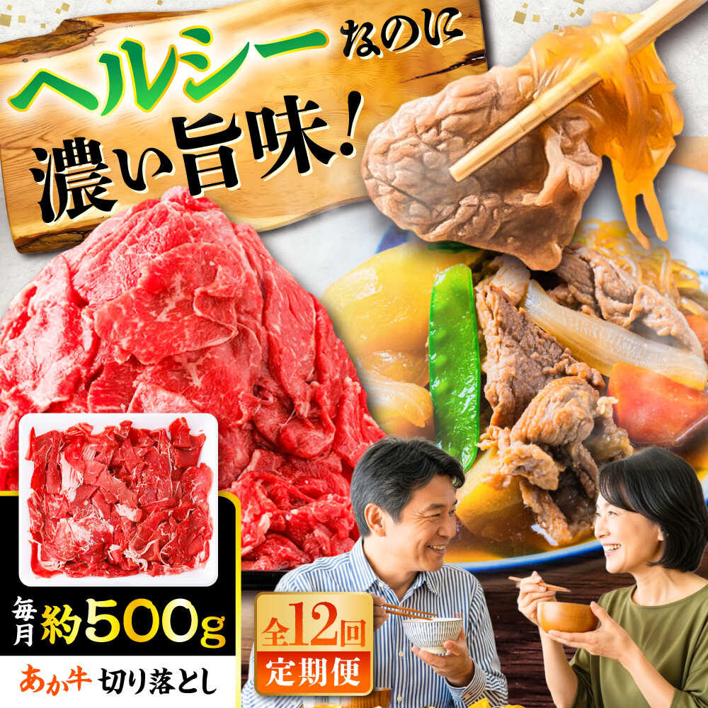 【ふるさと納税】【全12回定期便】あか牛 切り落とし 約500g / 熊本 赤牛 褐牛 あかうし 褐毛和種 肥後 冷凍 国産 牛肉 和牛 切り落とし こま切れ【五右衛門フーズ】[BHCY004]
