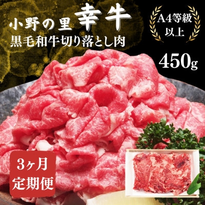 
                  ＜毎月定期便＞＜小町の里・幸牛＞黒毛和牛切り落とし肉 450g全3回【4068761】
                