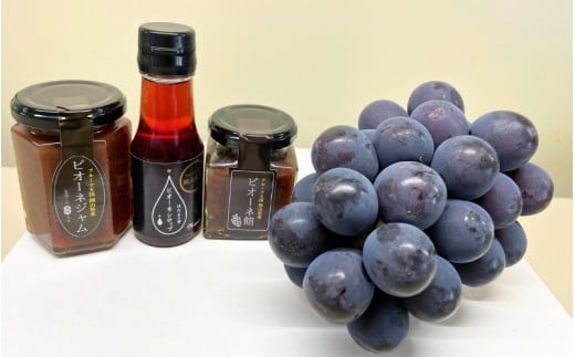 【先行予約受付中！】NISSHOKU FARM 大粒ピオーネとピオーネスイーツ（ジャム・シロップ・飴）の詰合せ 岡山県 真庭市 ぶどう 食べ比べ セット