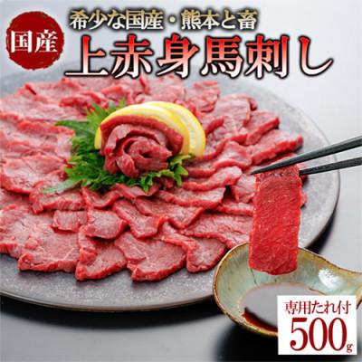 ふるさと納税 小国町 【毎月定期便】国産 上赤身 馬刺し 500g 生食用 専用たれ付き(熊本県小国町)全6回