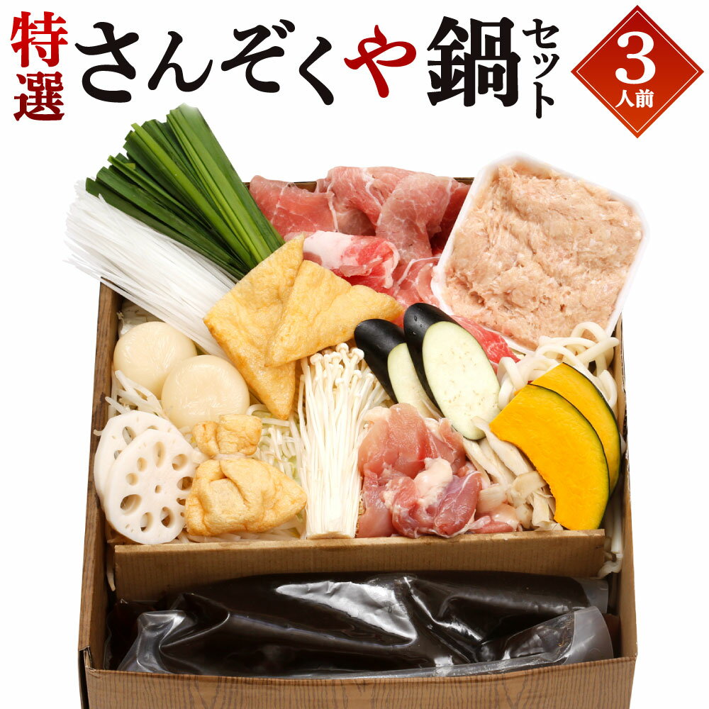 【ふるさと納税】【指定日必須】具だくさん 野菜も入った 特選 さんぞくや鍋 (3人前) セット 特製鶏ミンチ 鍋 詰め合わせ 詰合せ スープ 鶏ミンチ 鶏もも 豚肉スライス 豚バラ 野菜 お肉 冷蔵 ※ご入金から14日以降から60日以内にてご希望のお届け日を記載ください