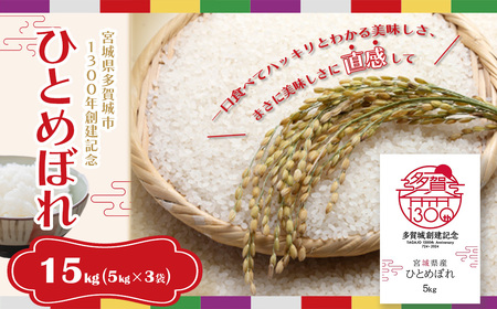 白米 多賀城産ひとめぼれ 精米15kg(5kg×3袋)5年産 【04209-0214】 白米 ひとめぼれ 5年産 白米 宮城米 精米