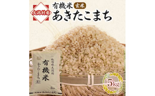 ＜毎月定期便＞＜玄米＞あきたこまち有機玄米5kg 全12回【4010449】