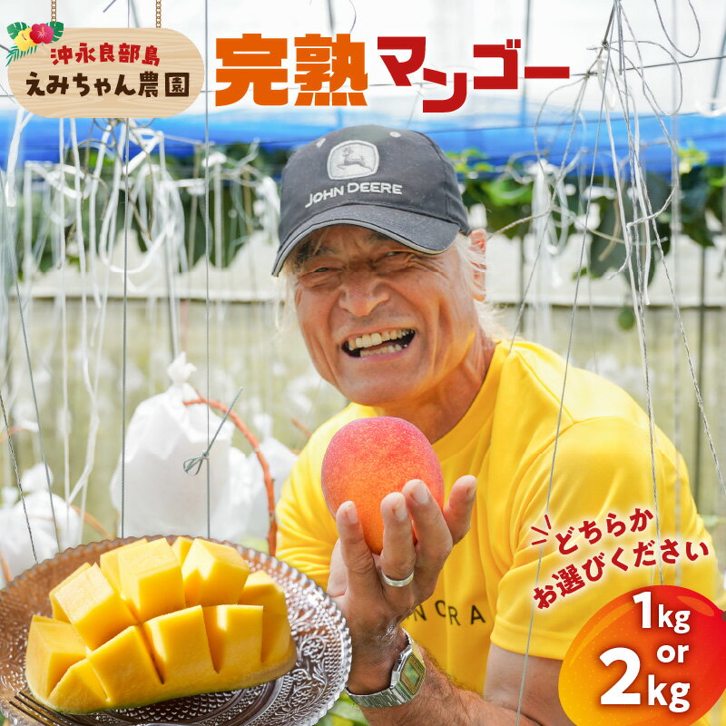 【ふるさと納税】【2025年先行予約】＜選べる＞ 完熟マンゴー 1kg or 2kg 2個 ～ 6個 えみちゃん農園 マンゴー フルーツ 果物 果実 先行予約 数量 期間 限定 完熟 南国 無加温 甘い 滑らか 化粧箱 鹿児島 知名町 沖永良部島 沖永良部 おすすめ ランキング プレゼント ギフト