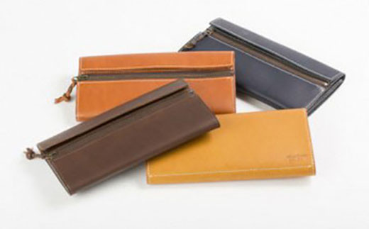tanikoオリジナル 財布（紺）《厚真町》【Taniko leather】 革 革製品 長財布 財布 ギフト 北海道 [AXAP007]