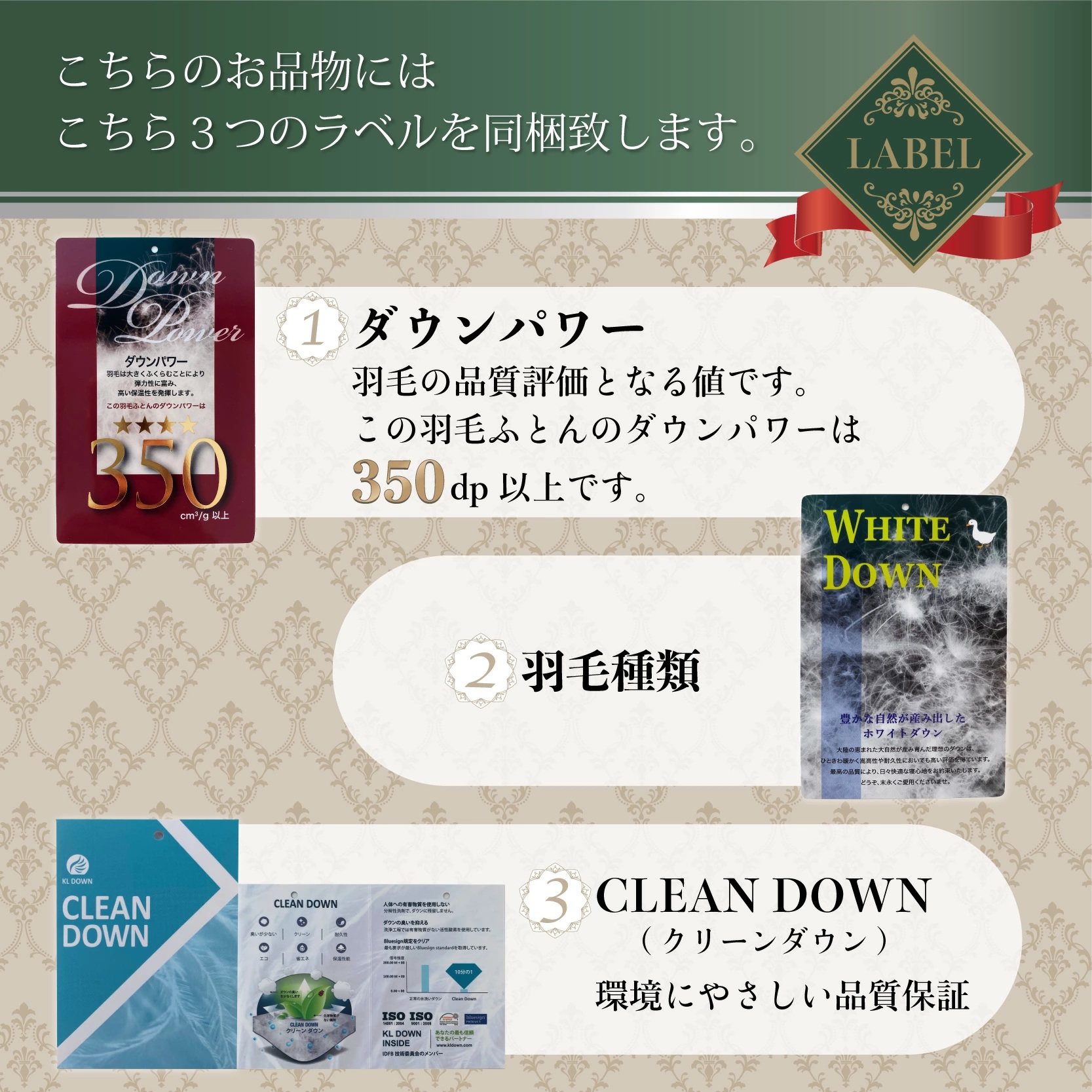 【数量限定・訳あり】羽毛ふとん　ダブル　ホワイトダウン８５％使用　【柄お任せ】