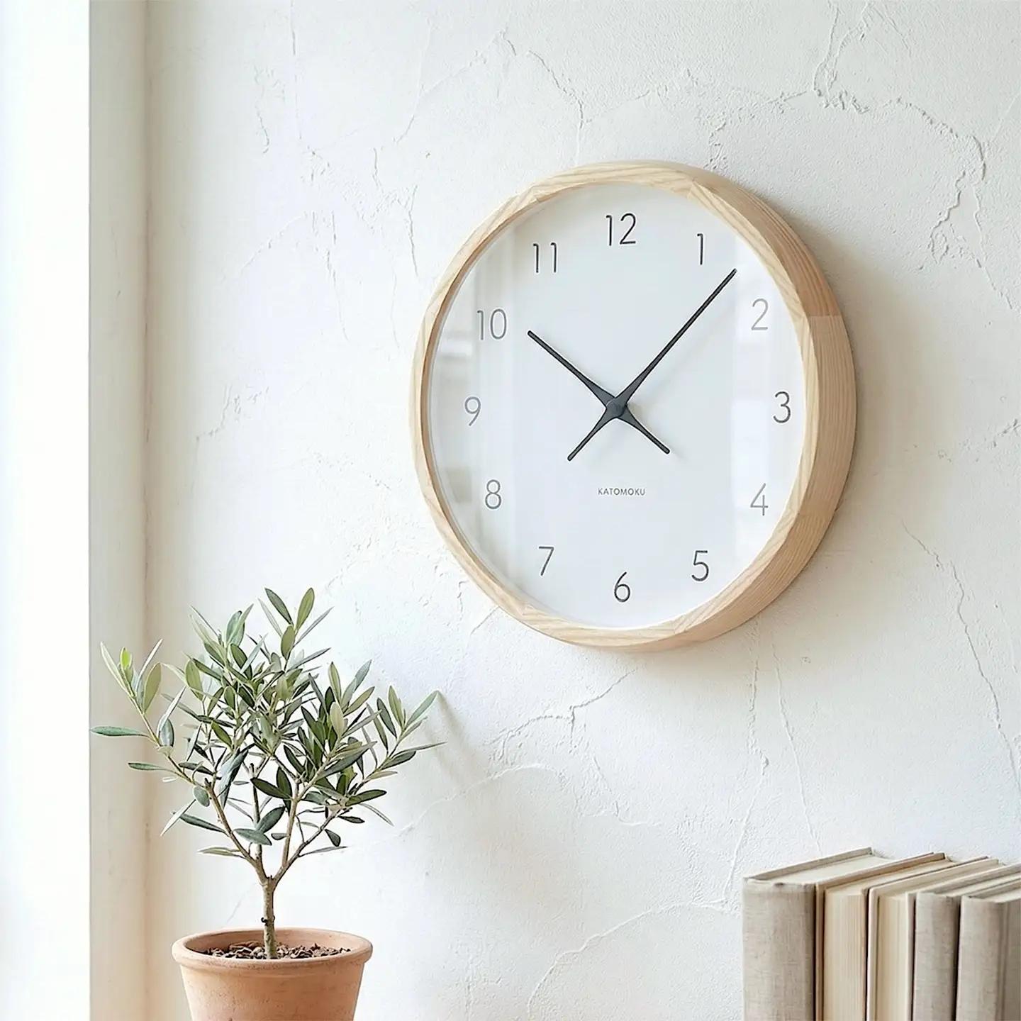 KATOMOKU muku clock 7 ≪km-60NA≫木製掛け時計(ナチュラル/スイープムーブメント(連続秒針))【B25-NA-1】