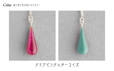 ピアス しずく クリアピンク×ターコイズ 七宝 | ピアス アクセサリー Kenichi Kondo