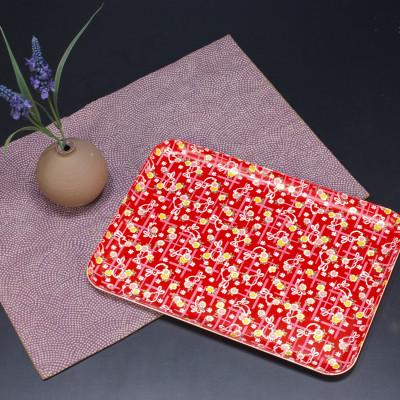 ふるさと納税 和歌山市 友禅和紙 トレー M 33cm 小花 舞うさぎ 2枚セット 食洗機対応のおしゃれな和風トレー |  | 01