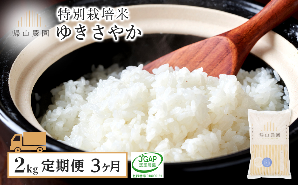 
            【令和7年産新米予約】【3ヵ月定期便】特別栽培米産地直送 ゆきさやか 2kg×3回 《帰山農園》 
          