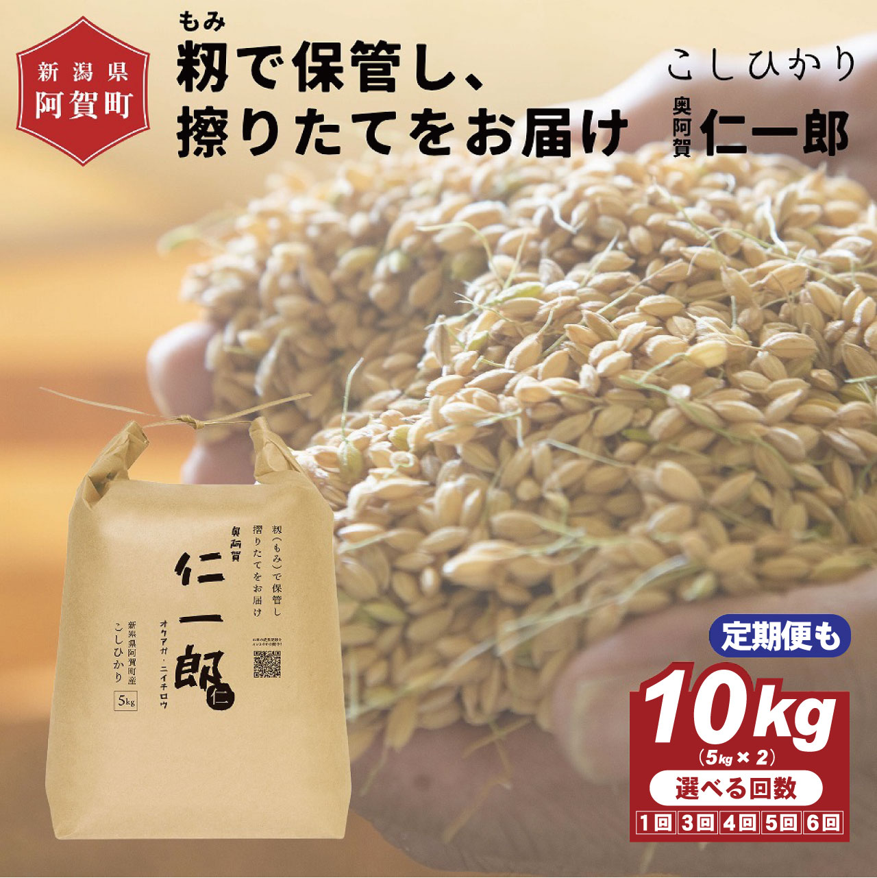 【ふるさと納税】 米 10kg 《 新米 新潟県産 コシヒカリ 》 令和8年産 奥阿賀 仁一郎 5kg×2袋 選べる配送回数 1回 3回 4回 5回 6回| 定期便 3ヶ月 4ヶ月 5ヶ月 6ヶ月 こしひかり 白米 精米 送料無料 お取り寄せ お米