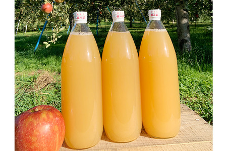 《定期便3ヶ月》りんごジュース ふじ 1L×6本 計6L【小さなSDGs ラベルレス 】 無添加 ストレート果汁100％！ 青森県特別栽培農産物認証農園