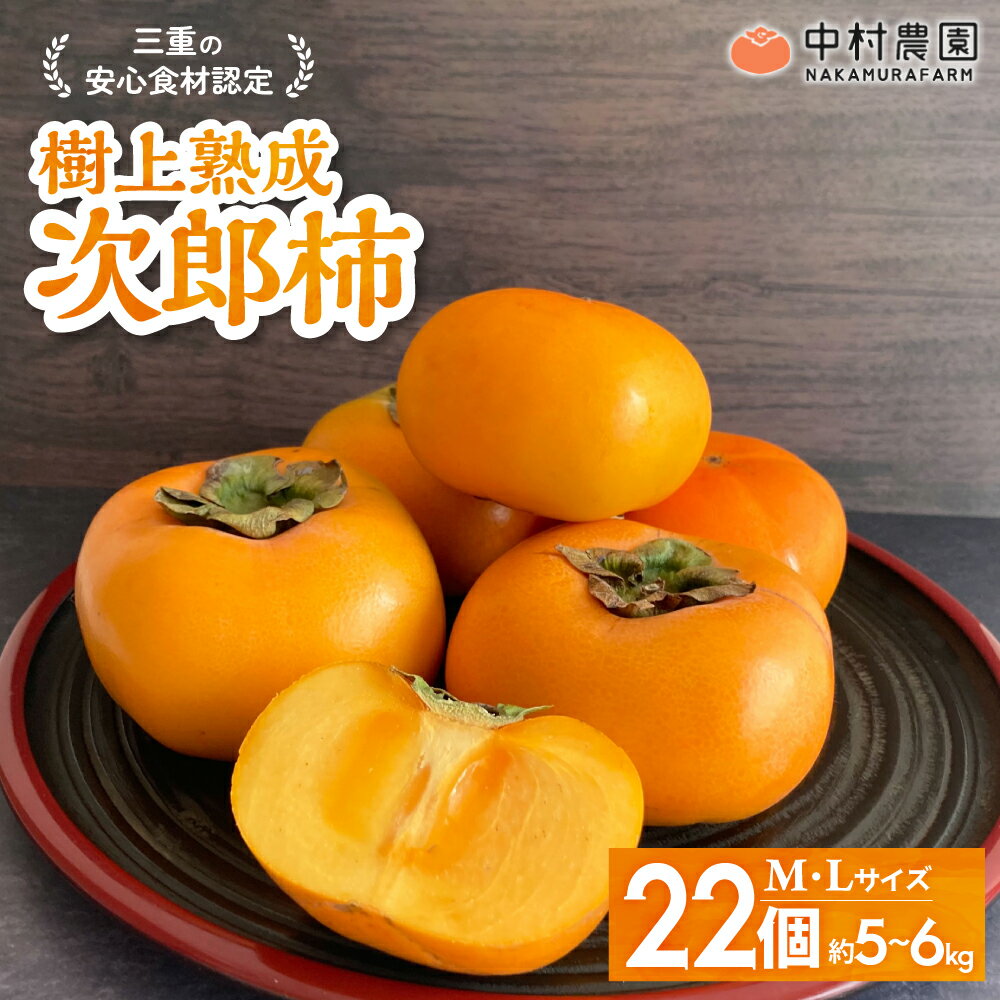 【ふるさと納税】【2025年発送】三重の安心食材認定！中村農園の次郎柿 M・Lサイズ　22個 (約5～6kg)　先行予約 先行 予約 柿 カキ かき 減農薬 安心 贈答 果物 くだもの フルーツ 三重県 多気町 NN-03
