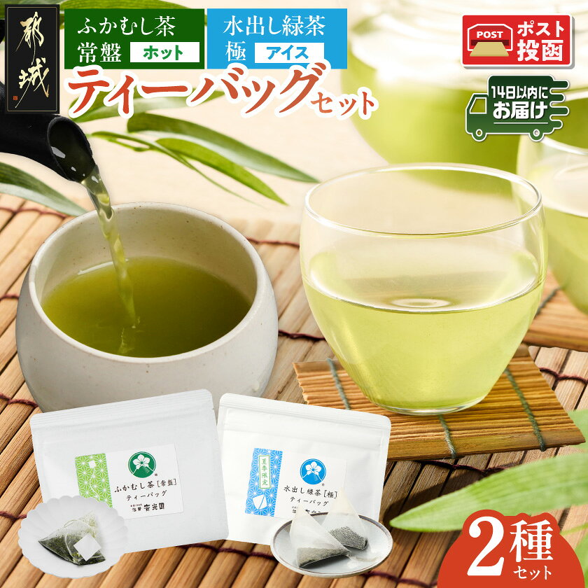 【ふるさと納税】ふかむし茶【常盤】＆水出し緑茶【極】ティーバッグセット※ポスト投函≪みやこんじょ快速便≫ - ふかむし茶 常盤 水出し緑茶 夏季限定 緑茶 ティーバッグ ポスト投函でお届け 送料無料 LC-C3-015-R【宮崎県都城市】