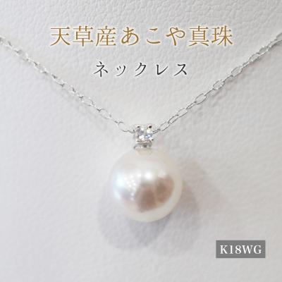 ふるさと納税 天草市 真珠 ネックレス 8-8.5mm ホワイトピンク 6月 ムーンストーン K18WG_S101-518
