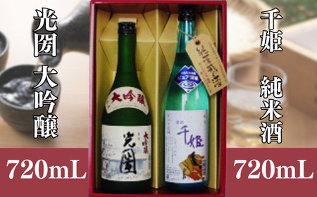 日本酒 光圀大吟醸・ピュア茨城千姫 各720ml 2本セット 日本酒