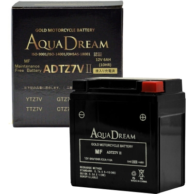 
            AQUADREAM GOLD バイク用バッテリー 液入充電済 ADTZ7V II 1個【1641566】
          