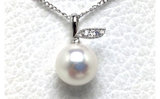 真珠 ペンダント キュービックジルコニア シルバー アクセサリー パール アコヤ真珠 伊勢 志摩 伊勢志摩 英虞湾 冠婚葬祭 結婚式 入学式 卒業式 ギフト カジュアル 誕生石 記念日 / 老舗の真珠専門店・高品質アコヤ真珠ペンダント 7.5～8.0 ミリ タイプ（F）40cm チェーン付