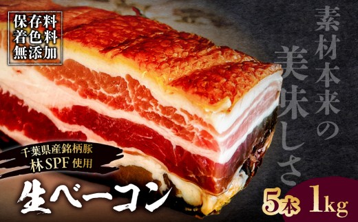 
                  生ベーコン【保存料・着色料無添加】《国産銘柄豚 林SPFプレミアムポーク 豚バラ》5本 1kg 【ベーコン 豚バラ 燻製 冷燻 林SPF 豚 豚肉 肉 お肉 冷凍 おかず ベーコンエッグ 朝食 パスタ ペペロンチーノ カルボナーラ サンドイッチ】
                