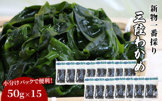 fc-39-011   一番採り三陸わかめ (塩蔵) 小分けセット（50g×15) ヤマキイチ商店