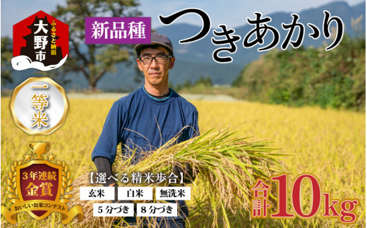 【令和6年産 新米】越前大野産 一等米 帰山農園の「つきあかり」10kg （5kg×2袋）玄米