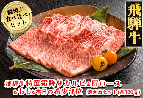 【ふるさと納税】 飛騨牛焼肉食べ比べセット（カルビ・ロース・もも・本日の希少部位 各320g）【冷凍】特選霜降りカルビ320g 肩ロース320g もも320g 本日の希少部位320g 1280g 飛騨牛 牛肉 国産 焼肉 焼肉セット 焼肉用 ギフト 73000円