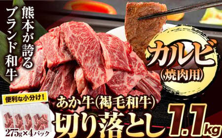 熊本 あか牛 切り落とし 1.1kg カルビ 熊本県産 肉 和牛 牛肉 冷凍《7-14日以内に出荷予定(土日祝除く)》｜ブランド牛肉 特産品牛肉 熊本県牛肉 あか牛 牛肉  