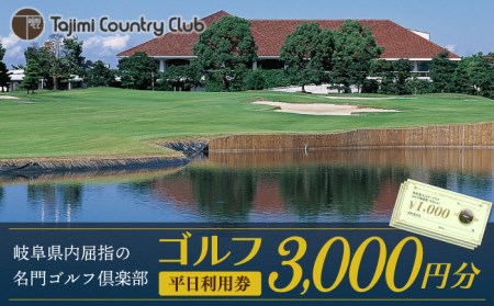 ゴルフ 平日利用券 3,000円分 多治見市/多治見カントリークラブ チケット ゴルフ場 ゴルフコース 岐阜県 多治見市 多治見CC 名門 伝統 自然 GOLF ゴルフ 利用券 スポーツ コンペ イベント 送料無料 プレゼント ギフト 贈答 贈り物 [TCC001]