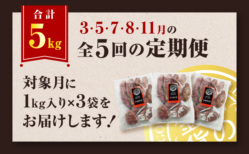 【全5回】【畑の金貨】焼き芋紅はるか3kg 定期便　K181-T02