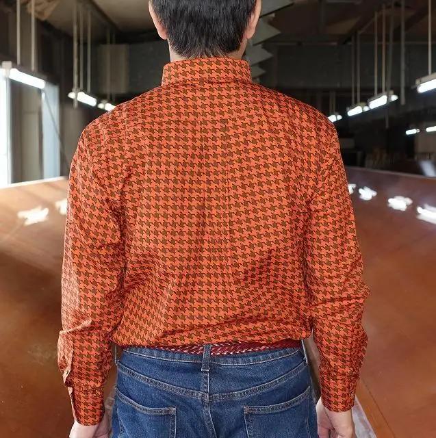 【鷲野染工場】メンズシャツ（千鳥格子） Ｌサイズ
