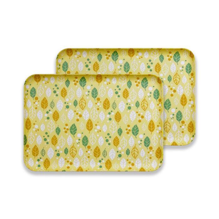【ふるさと納税】友禅染和紙トレー M 33cm 2枚セット オータムリーフ イエロー タツクラフト 【Tk274】 | 橋本達之助工芸 TATSU-CRAFT おしゃれ 送料無料 日用品
