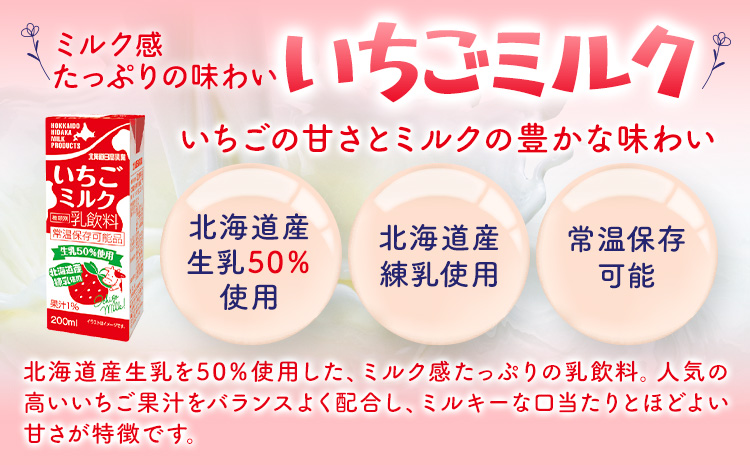 乳飲料 日高乳業 いちごミルク 200ml×24本《30日以内出荷予定(土日祝除く)》北海道 日高町 飲料 紙パック 常温 ドリンク 常温保存 紙パック 乳飲料 朝食 いちご 苺---hohdk_hs