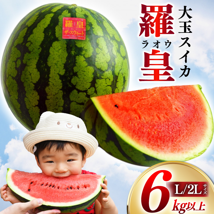 AH167【令和8年度出荷分】絶品！大玉スイカ ~ 羅皇（ ラオウ ）~（ L/2Lサイズ 6kg以上 ）[ スイカ すいか らおう 羅王 大玉 野菜 果物 フルーツ 吉田農園 長崎県 島原市 ]