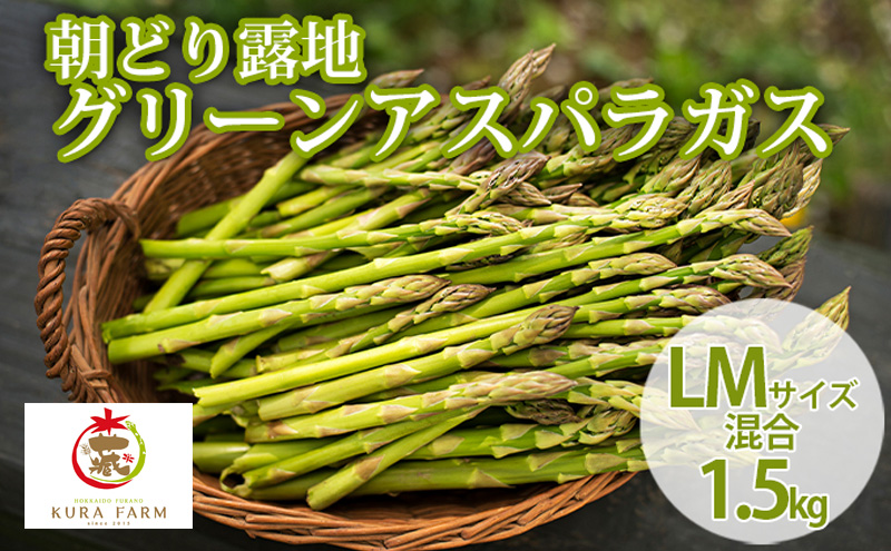 【2026年5月より発送】北海道 富良野市産 アスパラ 緑 (サイズ混合) 約1.5kg 朝どり 露地 グリーン アスパラガス 詰め合わせ 野菜 新鮮 数量限定 先着順【藏ファーム】
