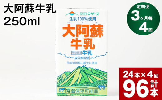 
【3ヶ月毎 4回定期便】大阿蘇牛乳 250ml 計96本(24本×4回) 計24L
