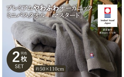 （今治タオルブランド認定品）プレミアムやわふわオーガニック ミニバスタオル 2枚セット グレージュ【I003280BT2GY】 
