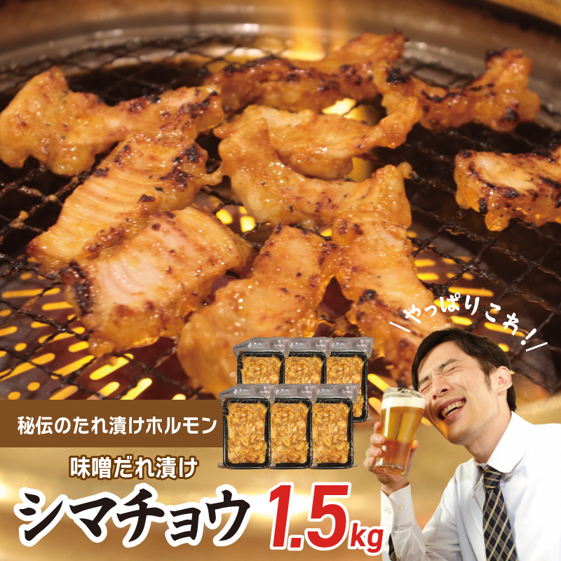 【焼肉屋の定番】シマチョウ 味噌だれ漬け 1.5kg【小分け 250g×6 牛肉 ホルモン 焼肉用 】 G1766
