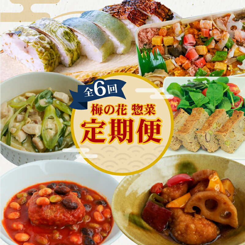 【ふるさと納税】 梅の花 惣菜定期便(全6回) 簡単便利 惣菜 定期便 6ヶ月 (長州鶏 湯葉 唐揚げ 黒酢 和風 鶏湯葉丼 中華風 中華丼 豆腐ハンバーグ トマトソース ミートローフ 鯖寿司 お惣菜 おかず 冷凍寿司ちらし 井手町 京都府