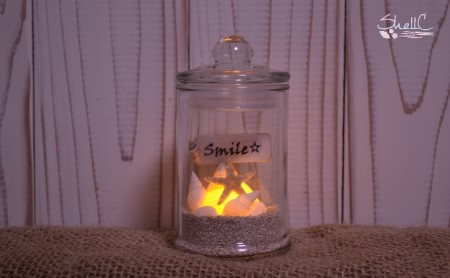 シェルランプ　【Smile】 雑貨 日用品 インテリア 貝殻のランプ 灯り 手づくり  黄緑