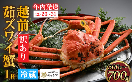 【先行予約】[到着日指定可]【訳あり】蟹好きが唸る老舗カニ料理店の越前茹ズワイ蟹 小（500g～700g）＜年内発送＞ [G-085041] / カニ かに かにボイル かにみそ 越前ガニ ズワイガニ ずわい蟹 ズワイガニ 姿 福井 国産 冷蔵 送料無料 越前ガニ ズワイガニ ずわい蟹 ズワイガニ