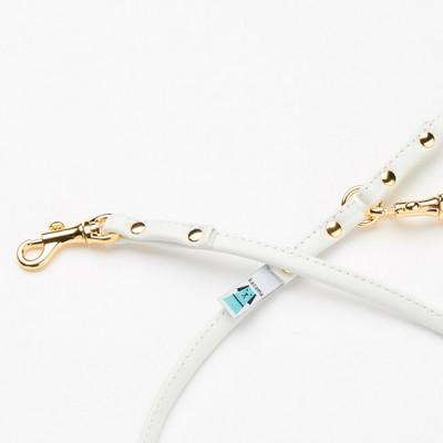 ふるさと納税 八潮市 丸めリード【Sサイズ】ホワイト ゴールド金具(本革製) kazama premium |  | 01