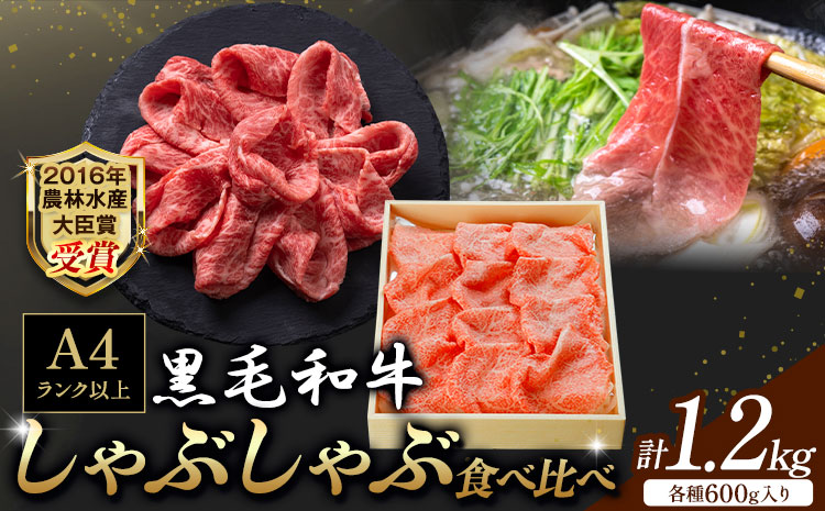 A5 A4 ランク 黒毛和牛しゃぶしゃぶ食べ比べセット 計1.2kg サーロイン 600g 赤身 600g 《30日以内に出荷予定(土日祝除く)》熊本県 大津町 和牛焼肉LIEBE しゃぶしゃぶ 冷蔵