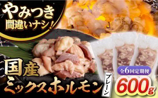 【6回定期便】【長崎和牛】ミックスホルモン（プレーン） 毎月200g×3袋 計3.6kg 長与町/なかみ屋本舗 [EAD096] 国産 長崎和牛 和牛 ホルモン レバー ホルモンミックス 牛肉 ほるもん 冷凍 小分け 真空パック 味付き 味付け 焼肉 焼き肉 おつまみ 定期 定期便