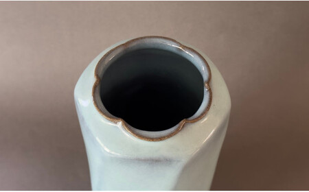 有田焼 月白面取り花瓶 花器 花入れ フラワーベース 青磁 作家 梶原茂正 茂正工房 ak015