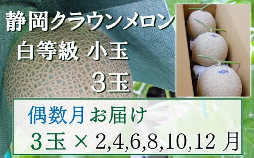 
【偶数定期便】クラウンメロン【並(白等級)】小玉(1.1kg前後)3玉入り
