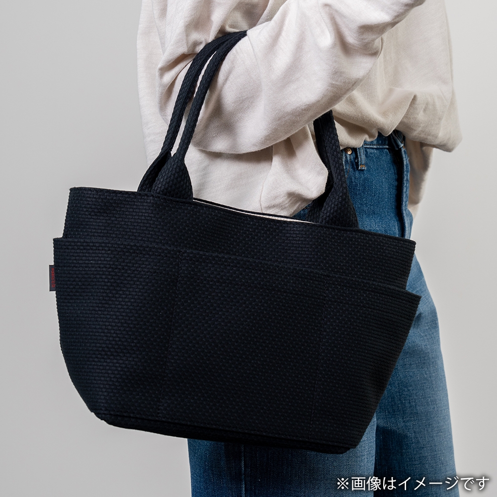 sasicco三河木綿刺し子織ポッシュトートM（黒）