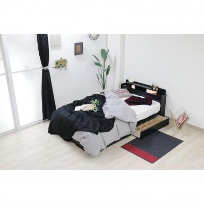 ふるさと納税 知立市 【組立付き】K-22ダブルベッド(ブラック)ボンネルコイルマットレス付(1344)