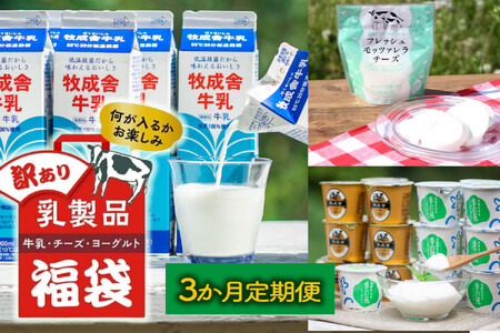 【3か月定期便】牧成舎の訳あり乳製品福袋（牛乳・ヨーグルト・チーズ詰め合わせ）訳あり 福袋 DF228