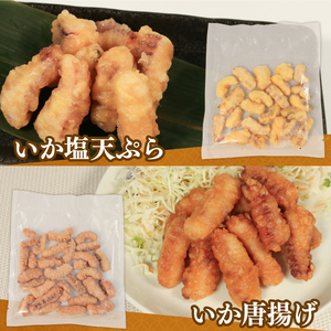 【6ヶ月連続定期便】 冷凍食品5種類セット (いか塩天ぷら いか唐揚げ ごぼう天ぷら かぼちゃ天ぷら 長芋天ぷら 各180g×2袋 計1.8kg)